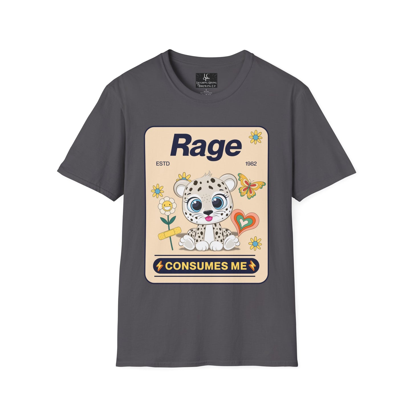 Unisex RAGE Soft Style Graphic T-Shirt Cotton, Funny, Humor, Menswear, Womens