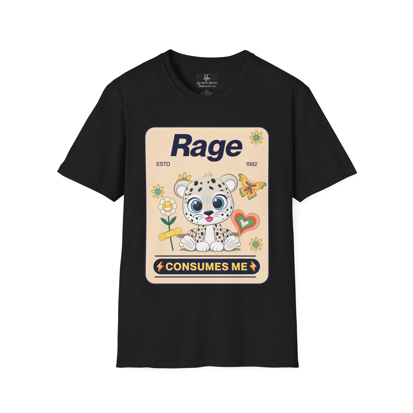 Unisex RAGE Soft Style Graphic T-Shirt Cotton, Funny, Humor, Menswear, Womens