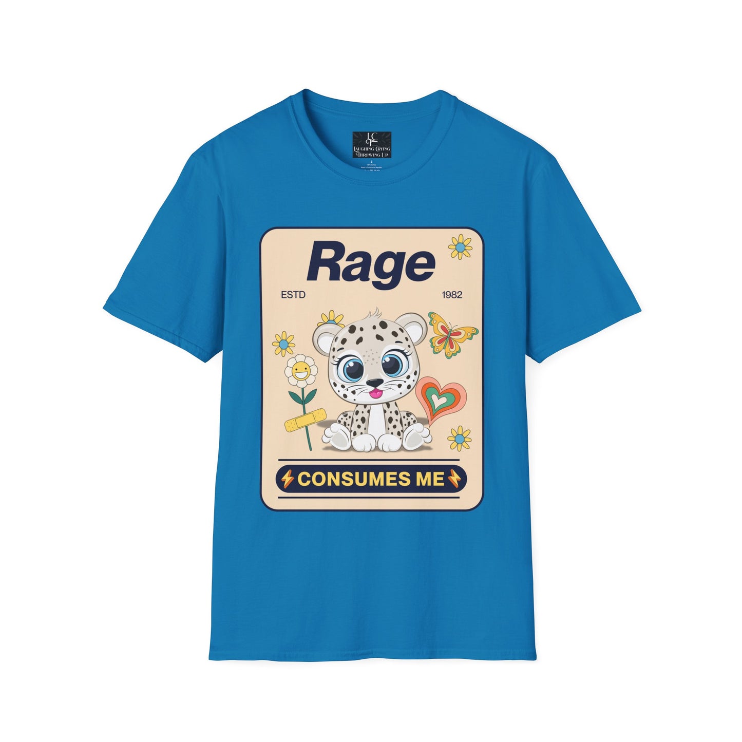 Unisex RAGE Soft Style Graphic T-Shirt Cotton, Funny, Humor, Menswear, Womens