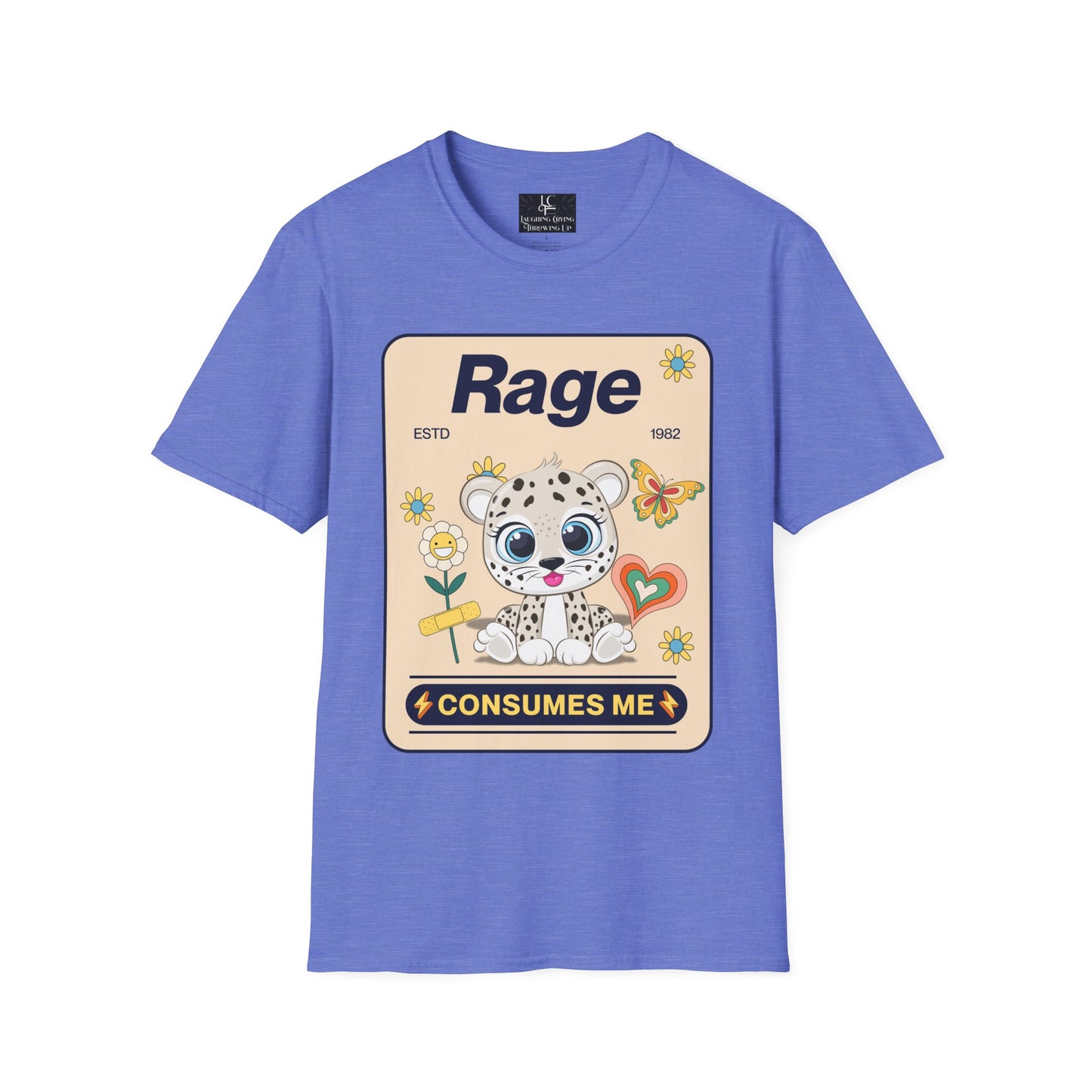 Unisex RAGE Soft Style Graphic T-Shirt Cotton, Funny, Humor, Menswear, Womens