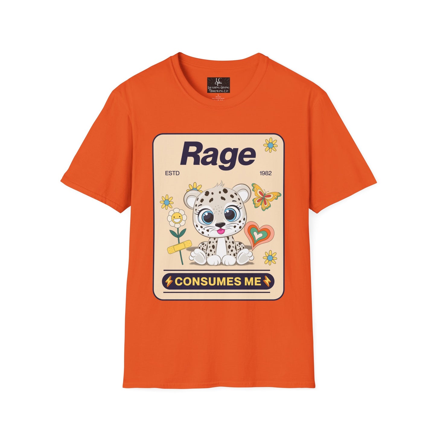 Unisex RAGE Soft Style Graphic T-Shirt Cotton, Funny, Humor, Menswear, Womens
