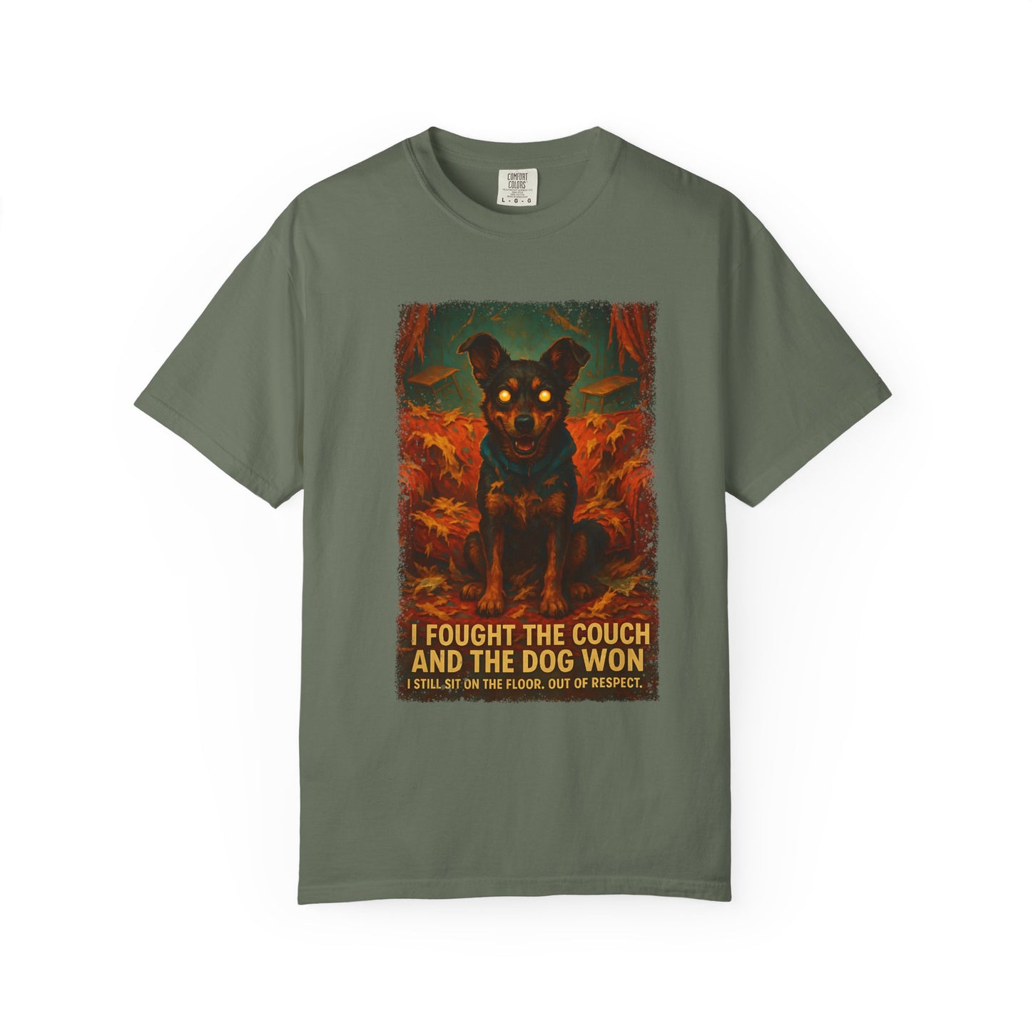 Funny Dog Owner Shirt , I Fought the Couch Tee, Comfort Colors Pet Humor Shirt, Dog Destroyed Couch Shirt , Floor Sitting Club