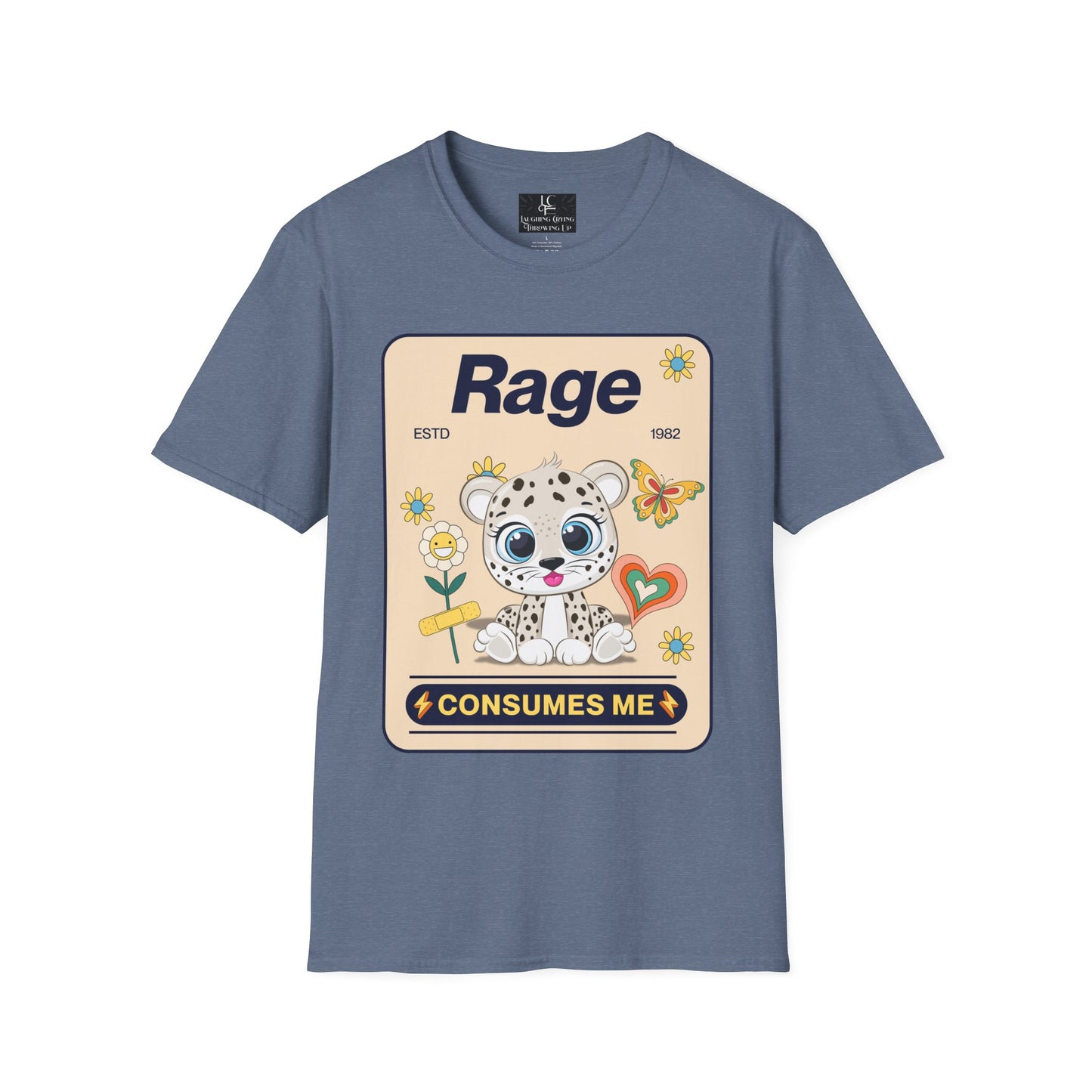 Unisex RAGE Soft Style Graphic T-Shirt Cotton, Funny, Humor, Menswear, Womens