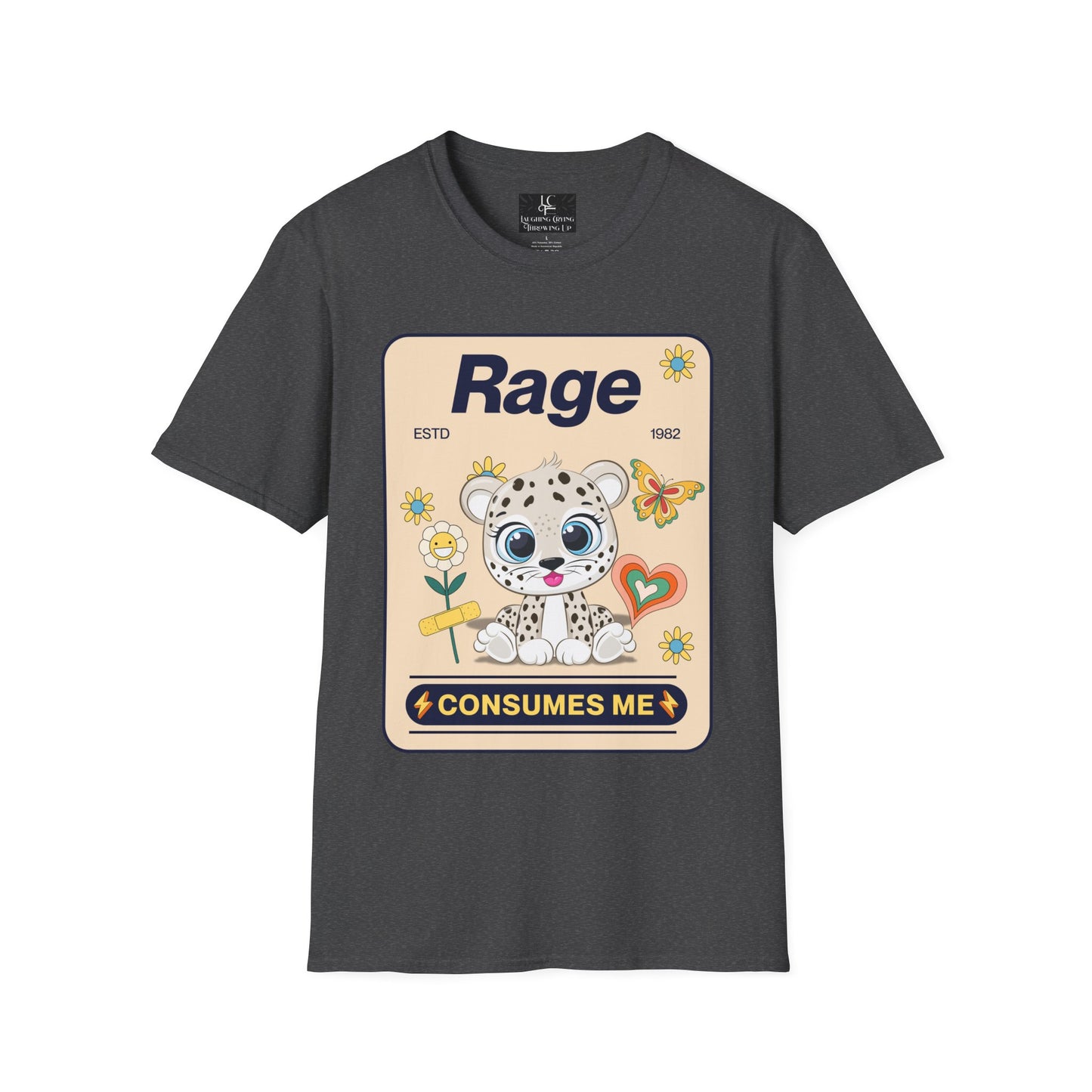 Unisex RAGE Soft Style Graphic T-Shirt Cotton, Funny, Humor, Menswear, Womens