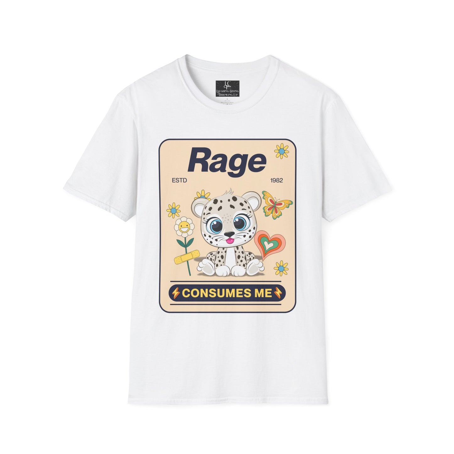 Unisex RAGE Soft Style Graphic T-Shirt Cotton, Funny, Humor, Menswear, Womens