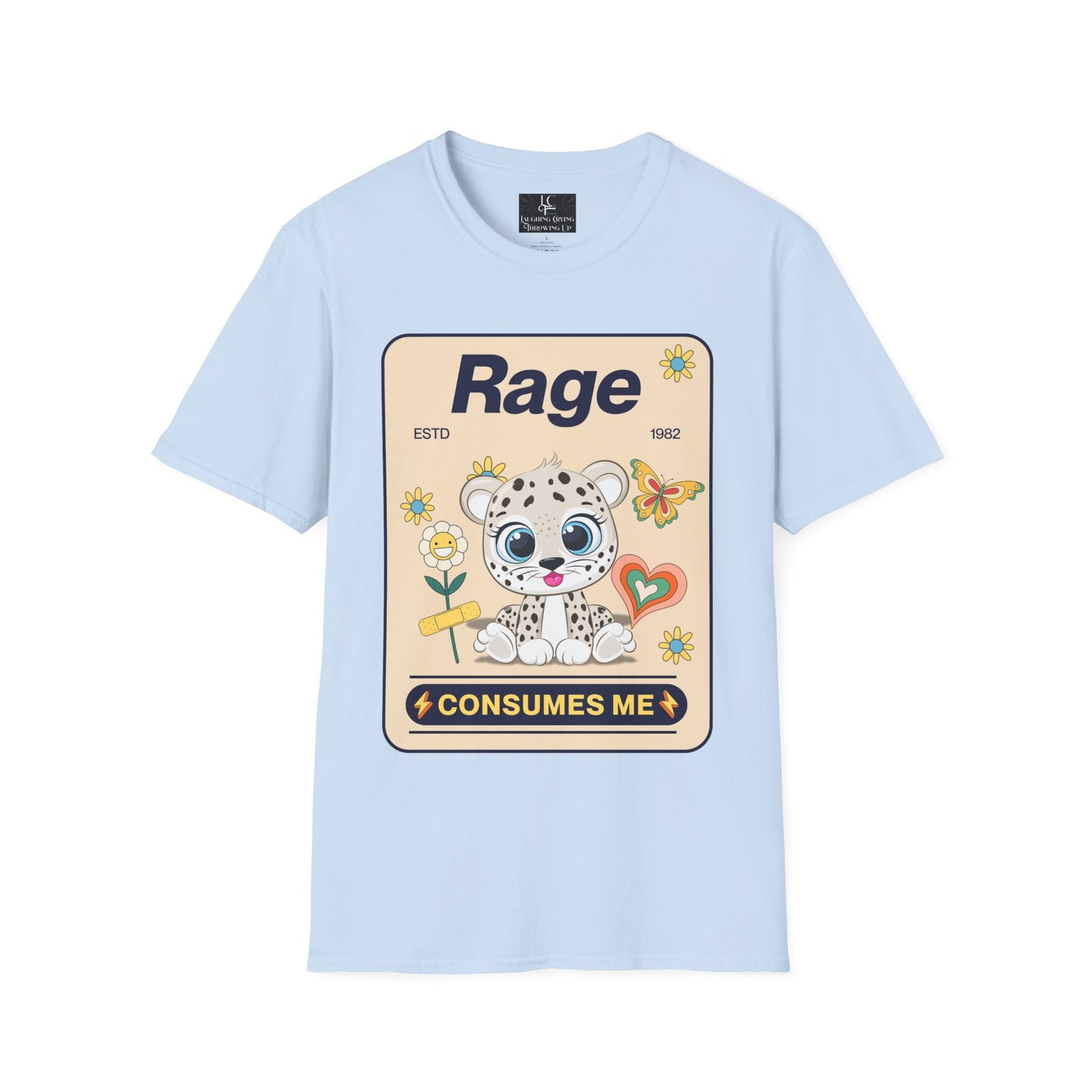 Unisex RAGE Soft Style Graphic T-Shirt Cotton, Funny, Humor, Menswear, Womens