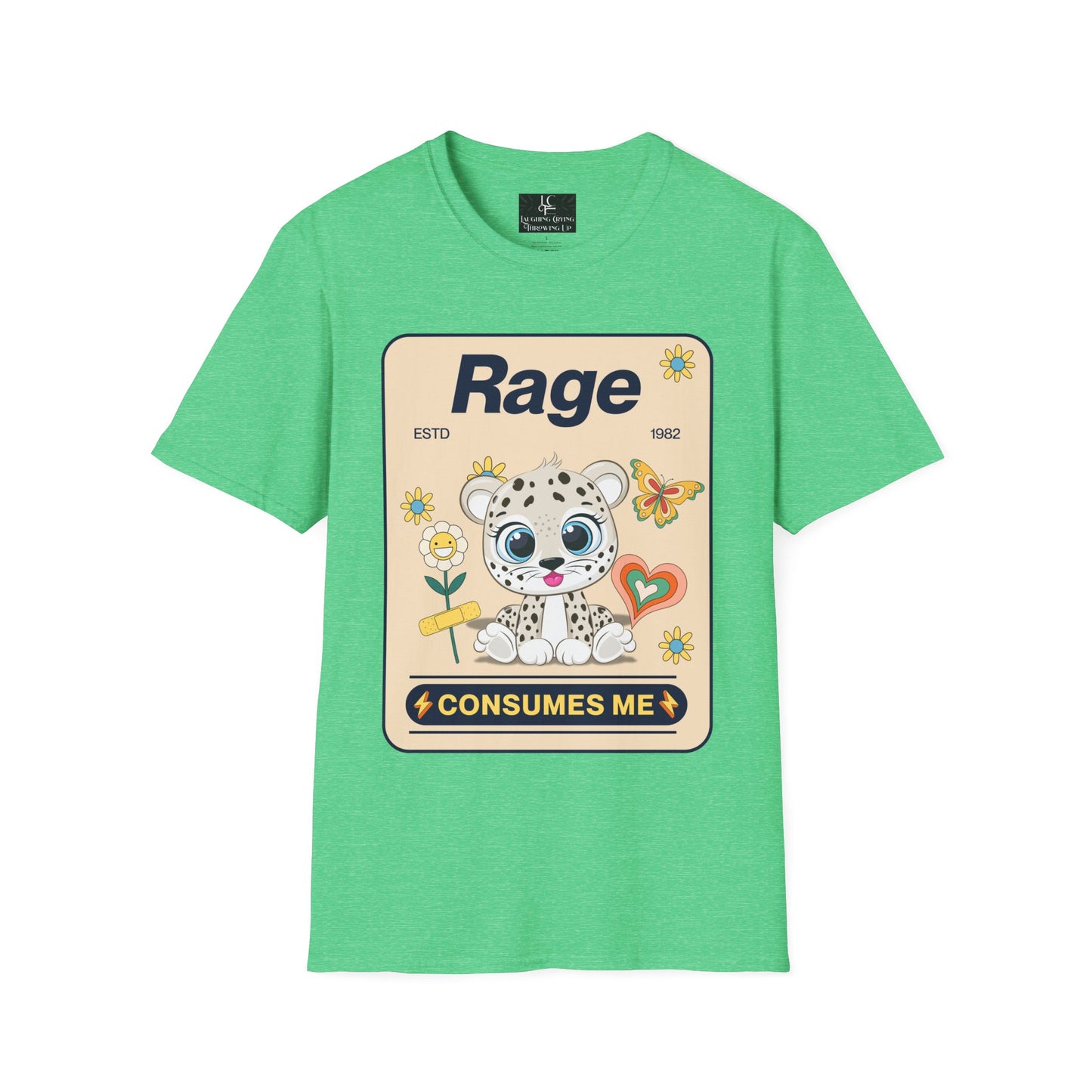 Unisex RAGE Soft Style Graphic T-Shirt Cotton, Funny, Humor, Menswear, Womens