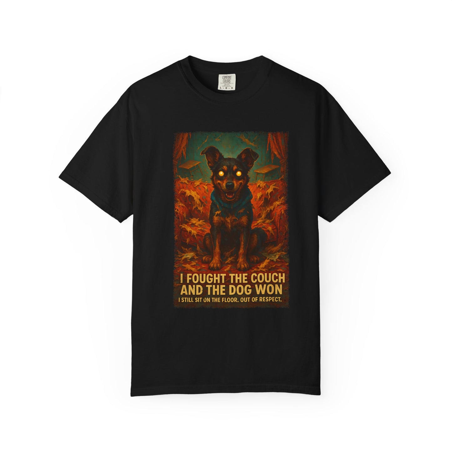 Funny Dog Owner Shirt , I Fought the Couch Tee, Comfort Colors Pet Humor Shirt, Dog Destroyed Couch Shirt , Floor Sitting Club