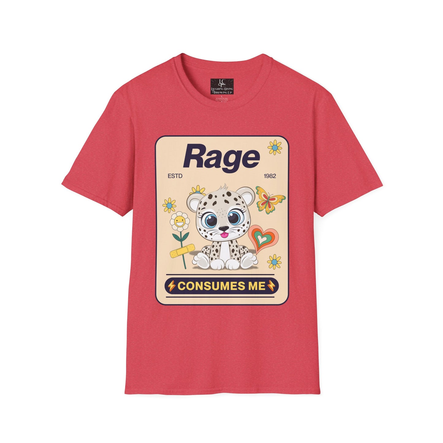 Unisex RAGE Soft Style Graphic T-Shirt Cotton, Funny, Humor, Menswear, Womens
