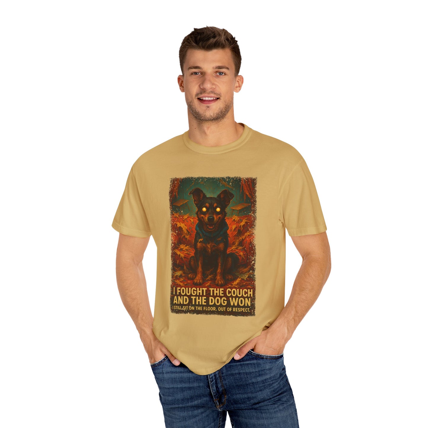 Funny Dog Owner Shirt , I Fought the Couch Tee, Comfort Colors Pet Humor Shirt, Dog Destroyed Couch Shirt , Floor Sitting Club