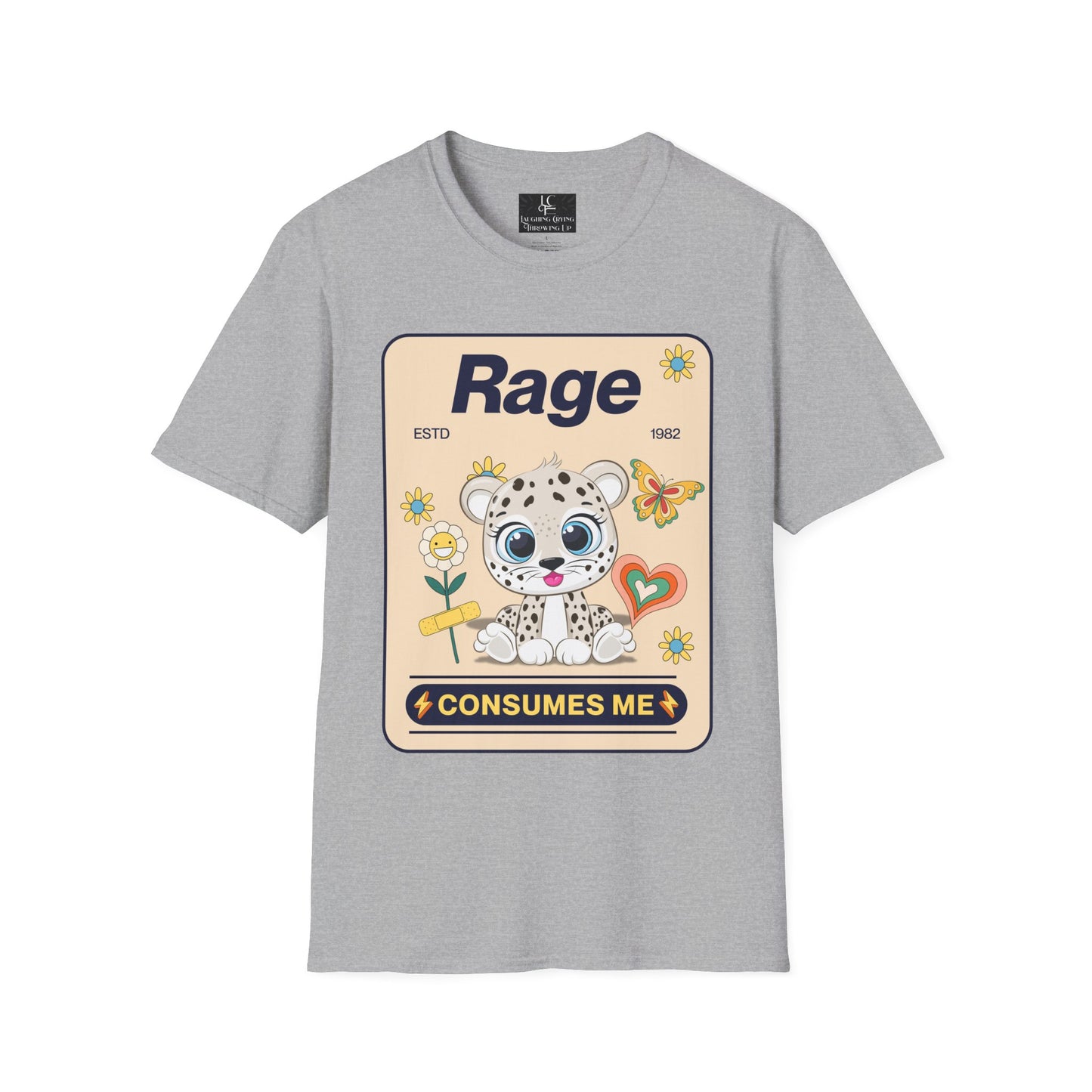 Unisex RAGE Soft Style Graphic T-Shirt Cotton, Funny, Humor, Menswear, Womens
