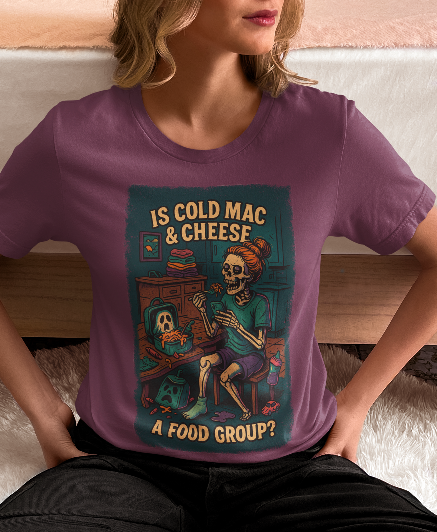 Cold Mac and Cheese Shirt, Funny Mom Burnout Tee, Skeleton, Chaos Mom T-Shirt, Comfort Colors, Relatable Parenting, Humor Shirt