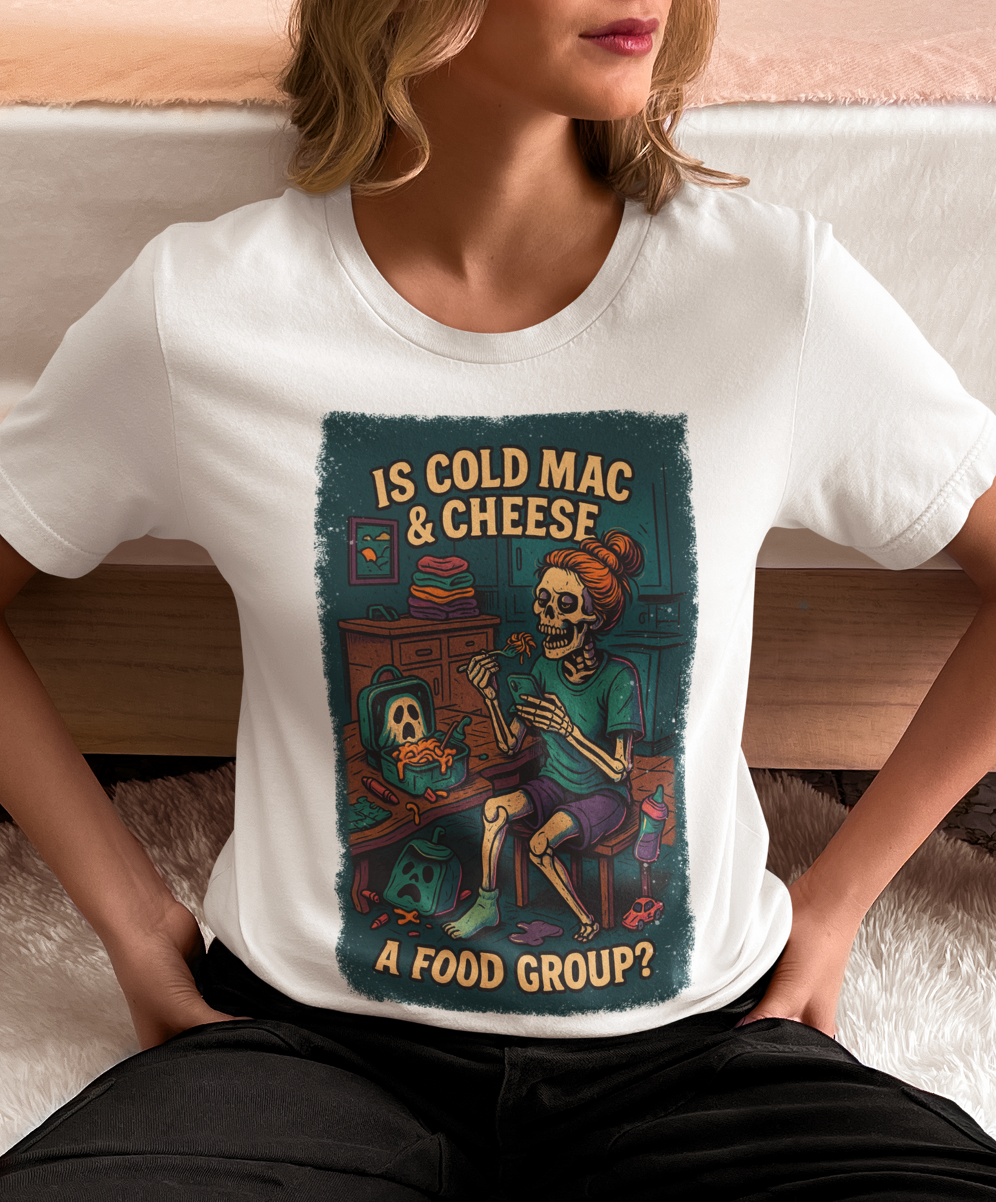 Cold Mac and Cheese Shirt, Funny Mom Burnout Tee, Skeleton, Chaos Mom T-Shirt, Comfort Colors, Relatable Parenting, Humor Shirt