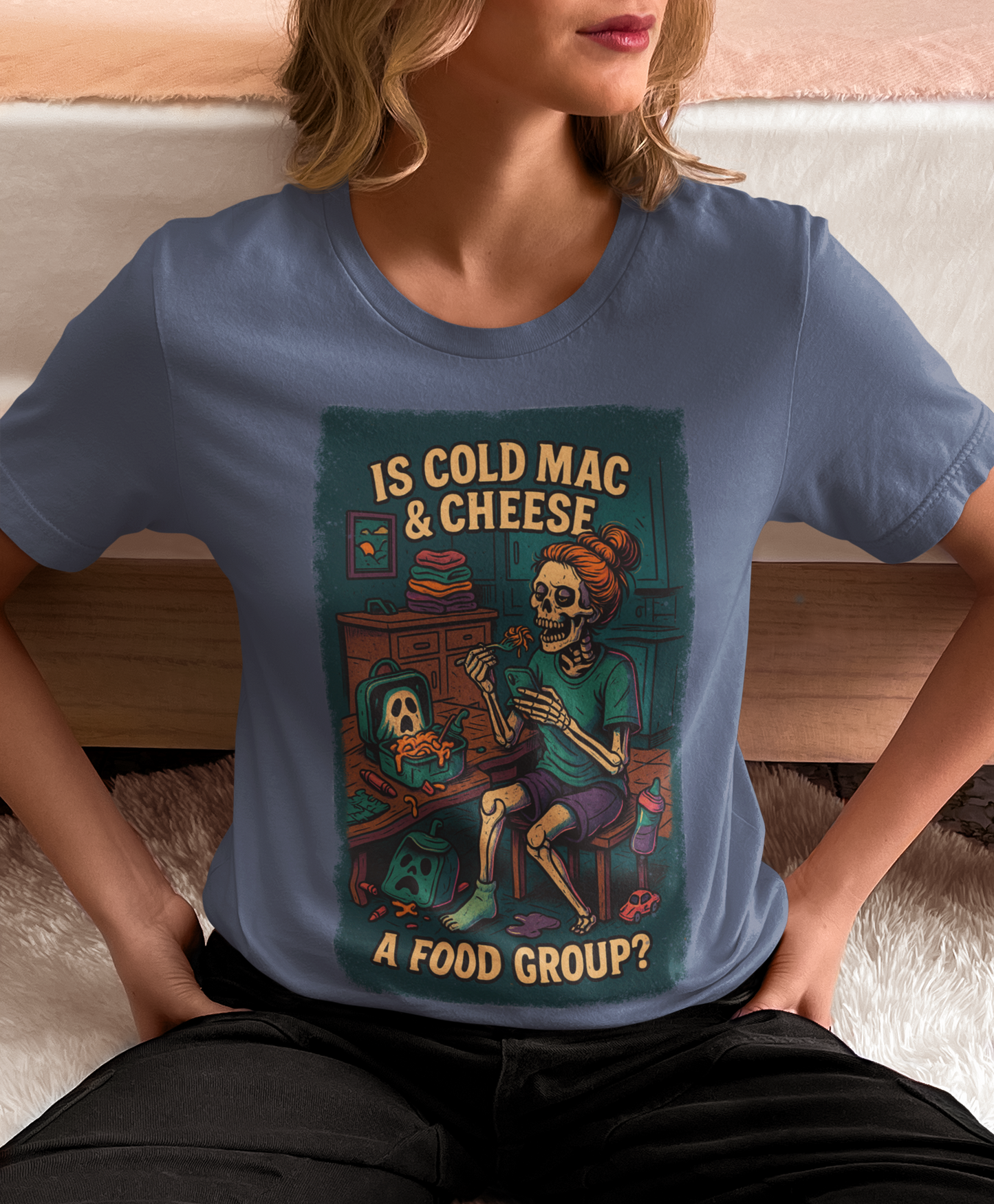 Cold Mac and Cheese Shirt, Funny Mom Burnout Tee, Skeleton, Chaos Mom T-Shirt, Comfort Colors, Relatable Parenting, Humor Shirt