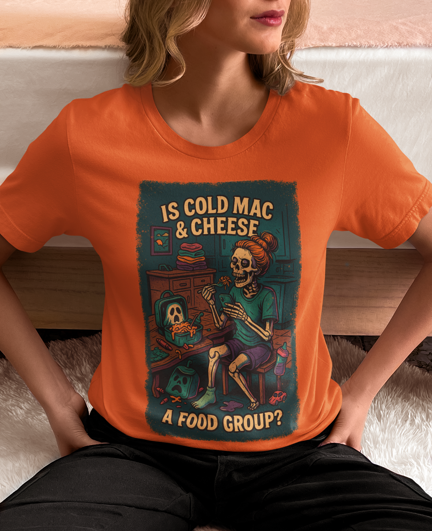 Cold Mac and Cheese Shirt, Funny Mom Burnout Tee, Skeleton, Chaos Mom T-Shirt, Comfort Colors, Relatable Parenting, Humor Shirt