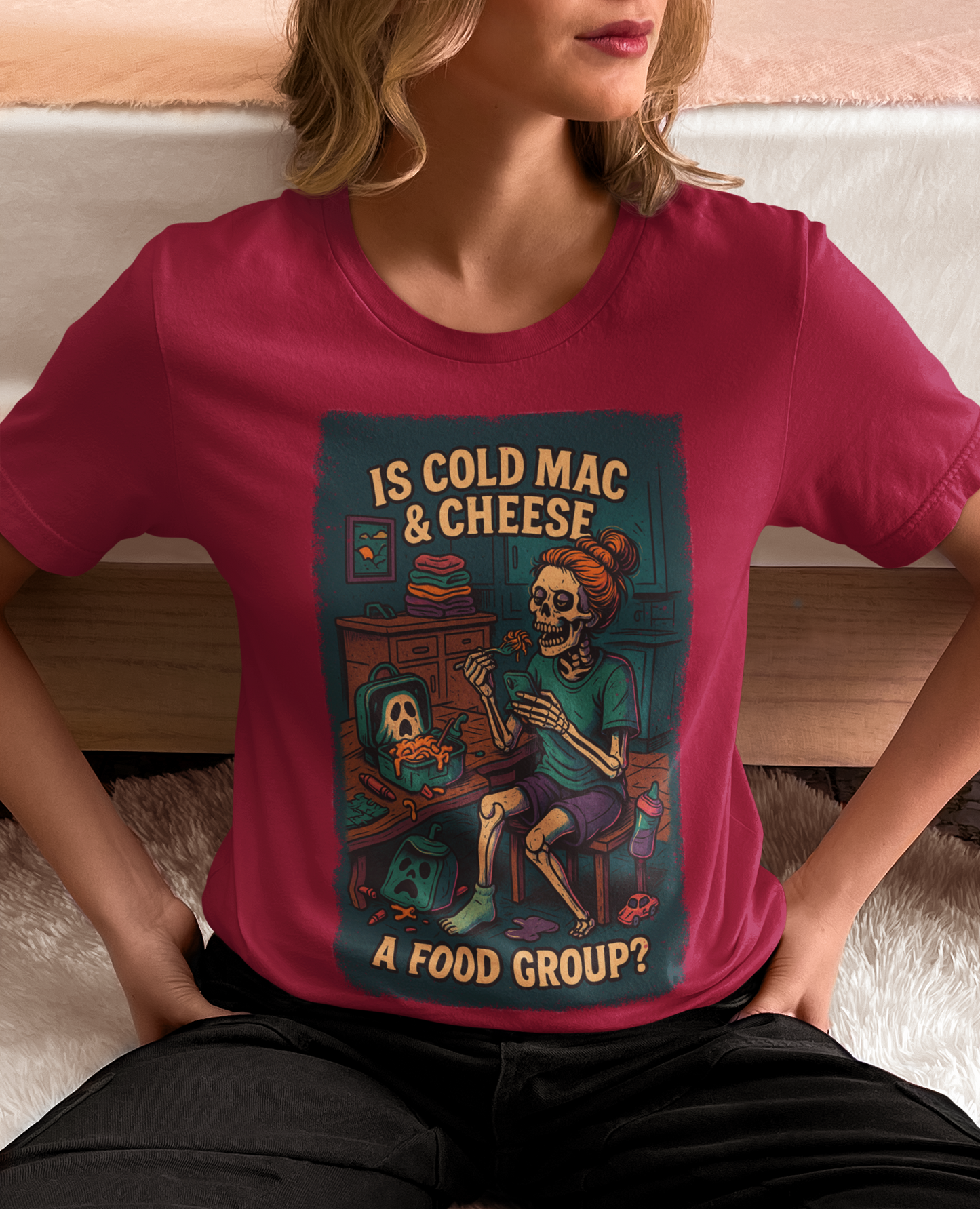 Cold Mac and Cheese Shirt, Funny Mom Burnout Tee, Skeleton, Chaos Mom T-Shirt, Comfort Colors, Relatable Parenting, Humor Shirt