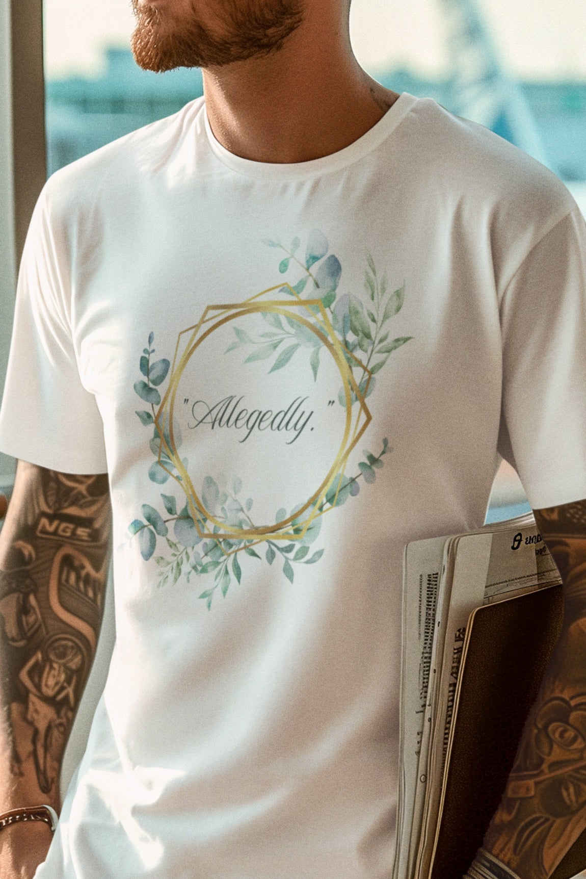 Unisex "Allegedly" Cotton Graphic T-Shirt, Soft style Top, funny, Humor, Casual Wear, Gifts, Spring Fashion,