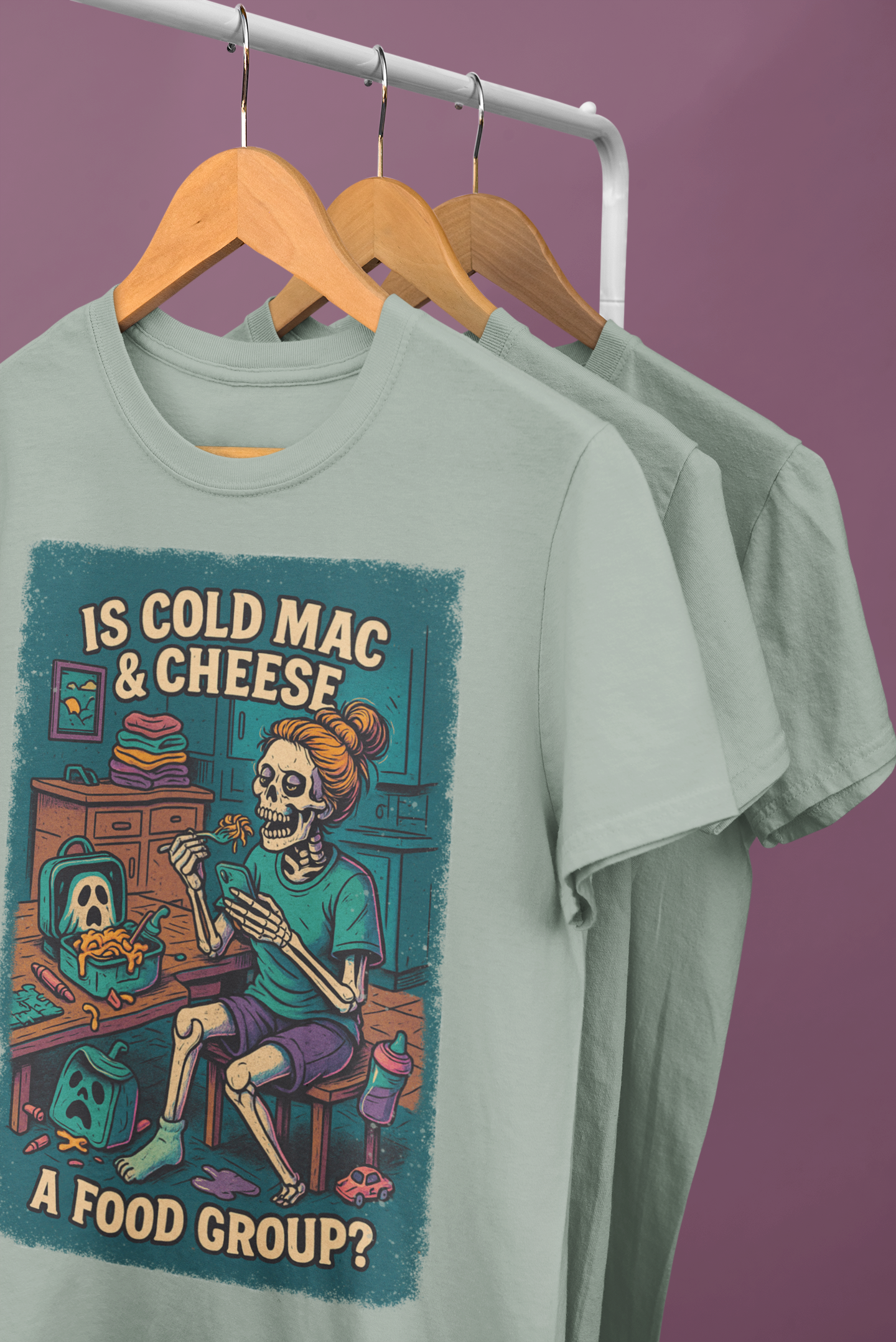 Cold Mac and Cheese Shirt, Funny Mom Burnout Tee, Skeleton, Chaos Mom T-Shirt, Comfort Colors, Relatable Parenting, Humor Shirt