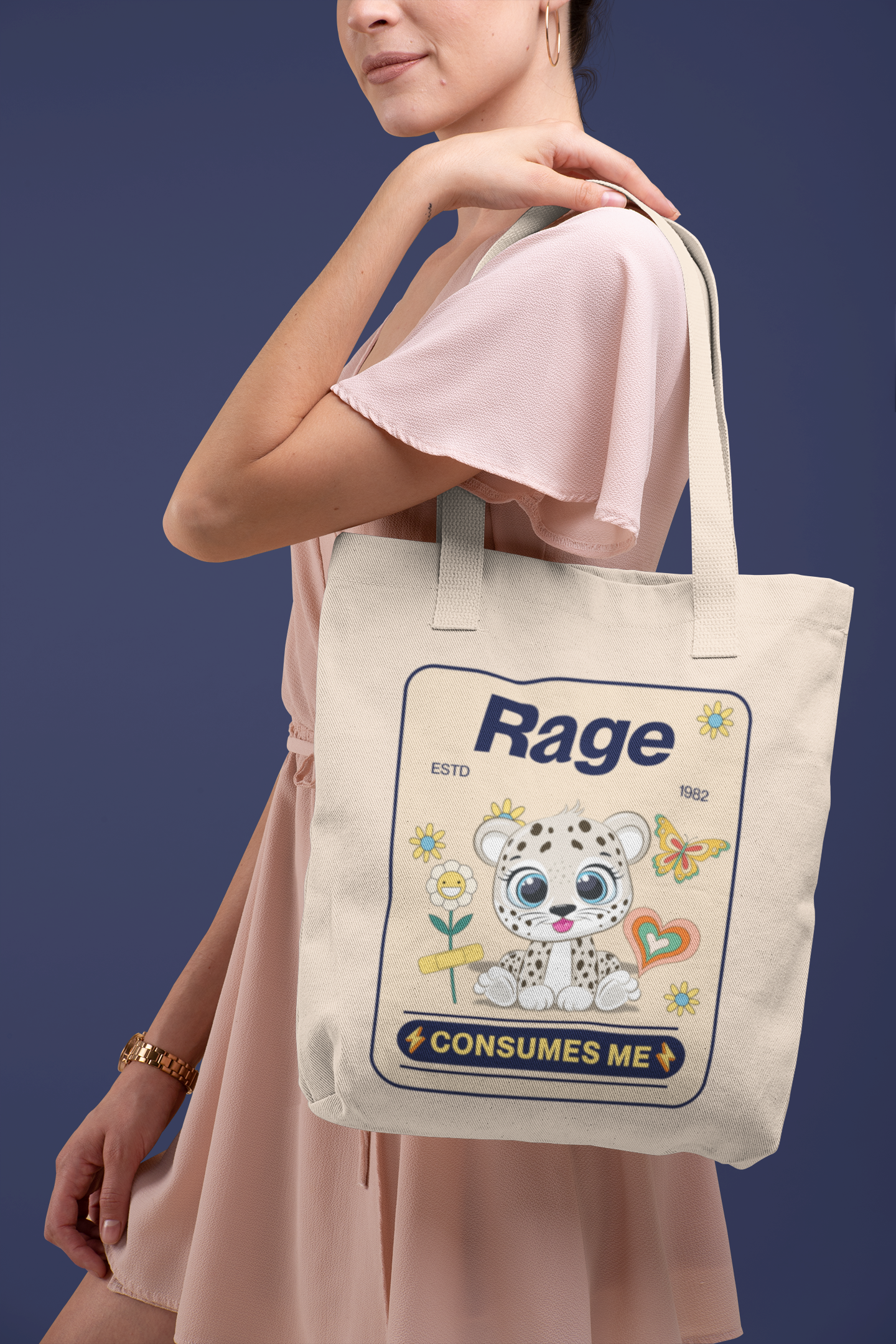 Rage Consumes Me - Canvas Tote Bag, 100% Cotton, Double sided, Funny, Spring, Animals