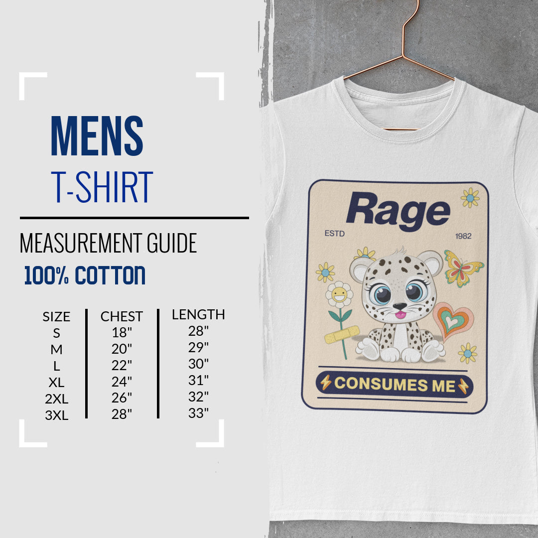 Unisex RAGE Soft Style Graphic T-Shirt Cotton, Funny, Humor, Menswear, Womens