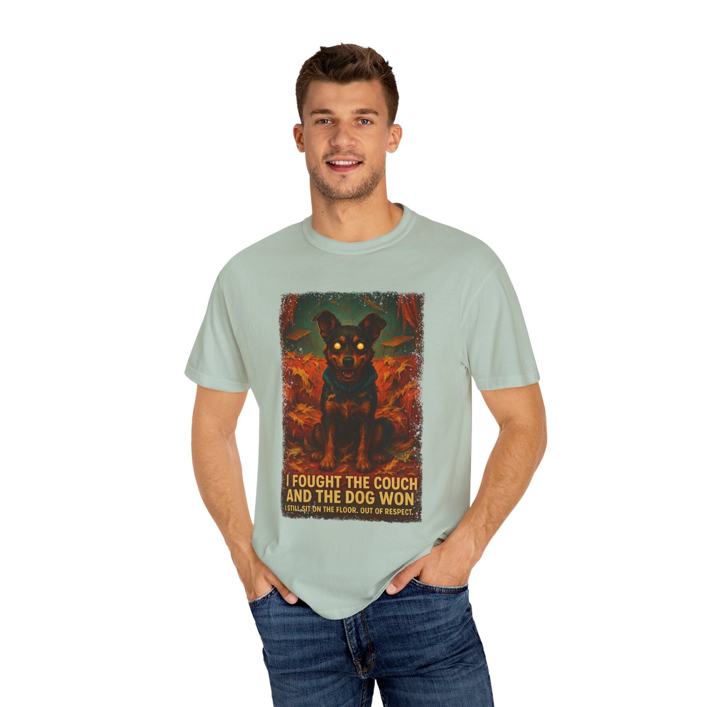 Funny Dog Owner Shirt , I Fought the Couch Tee, Comfort Colors Pet Humor Shirt, Dog Destroyed Couch Shirt , Floor Sitting Club