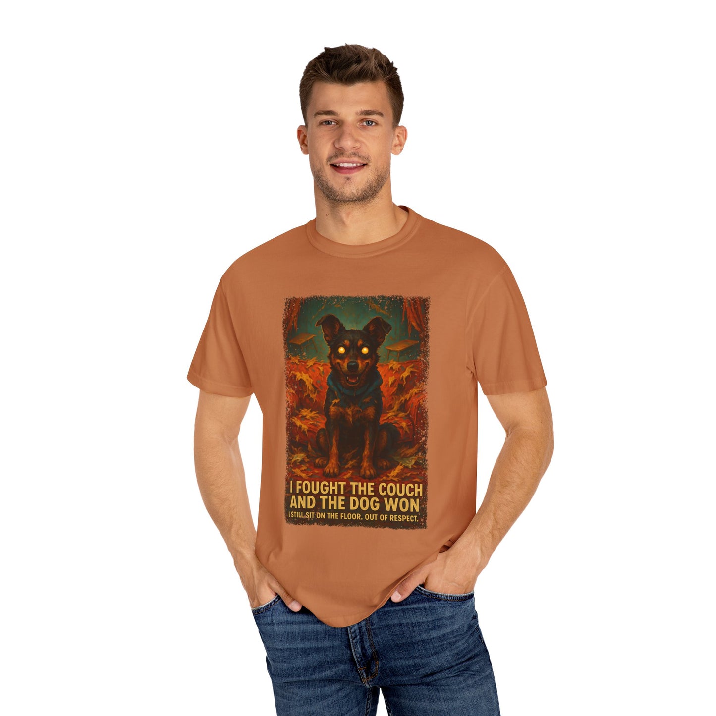Funny Dog Owner Shirt , I Fought the Couch Tee, Comfort Colors Pet Humor Shirt, Dog Destroyed Couch Shirt , Floor Sitting Club