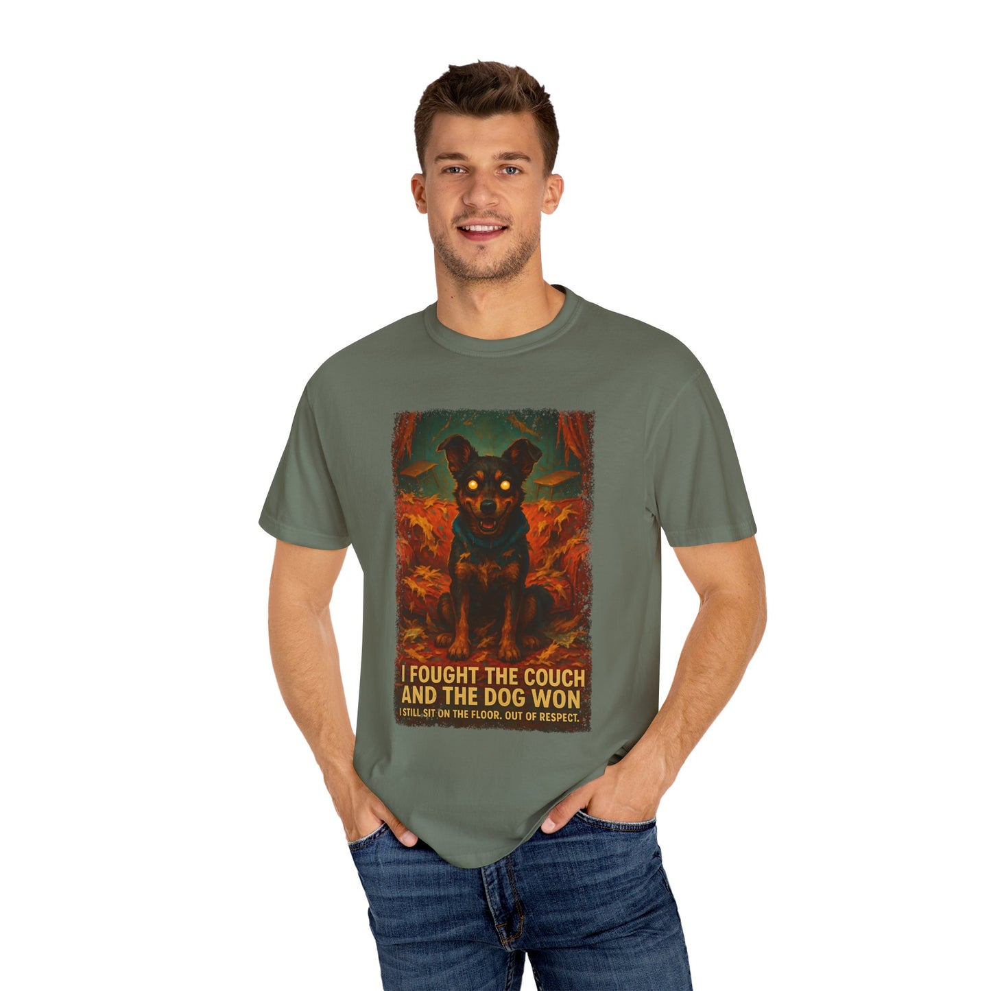 Funny Dog Owner Shirt , I Fought the Couch Tee, Comfort Colors Pet Humor Shirt, Dog Destroyed Couch Shirt , Floor Sitting Club